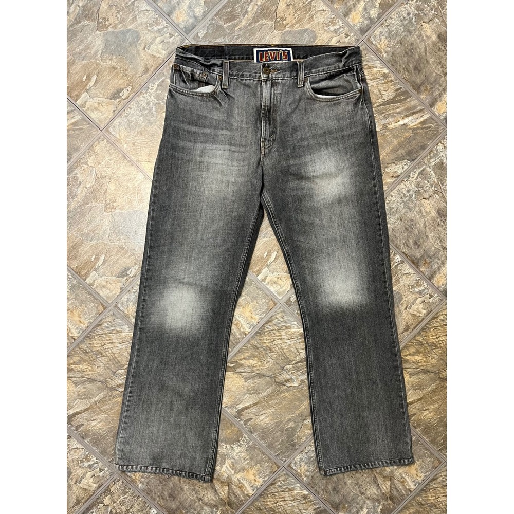 Levis 527 Low Boot Cut Jeans Mens 36x34 Gray Y2K Distressed Faded Denim